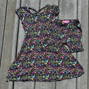 Joyce Concept Girl’s Heart Dress with Matching Shorts, Flowy, Soft, Size 4